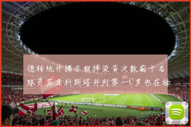 德转统计揭示假摔染黄次数前十名球员苏牙科斯塔并列第一C罗也在榜单中